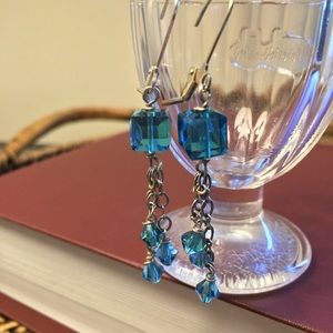 Swarovski Crystal Earrings in Aqua & Silver